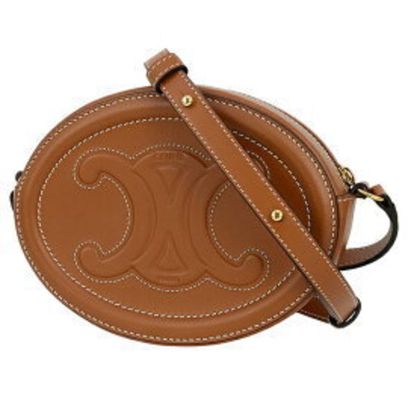 Celine Oval Cuir Triomphe Shoulder Bag Tan Calfskin Crossbody Bag - Picture 1 of 6